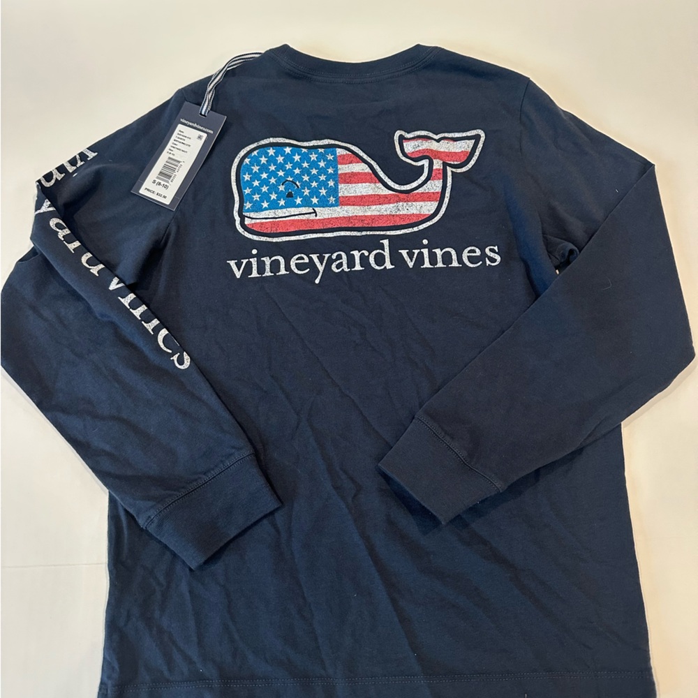 Vineyard Vines Navy Flag Long Sleeve Tee
